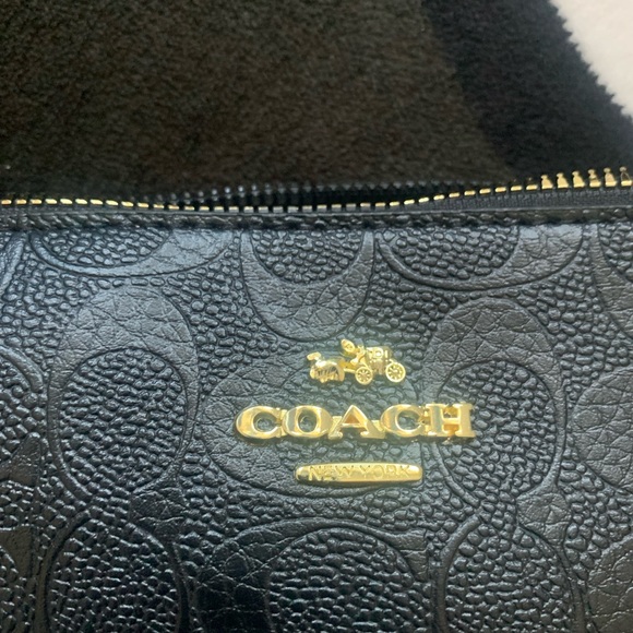 Coach Black Embossed Leather Wristlet - Picture 2 of 6